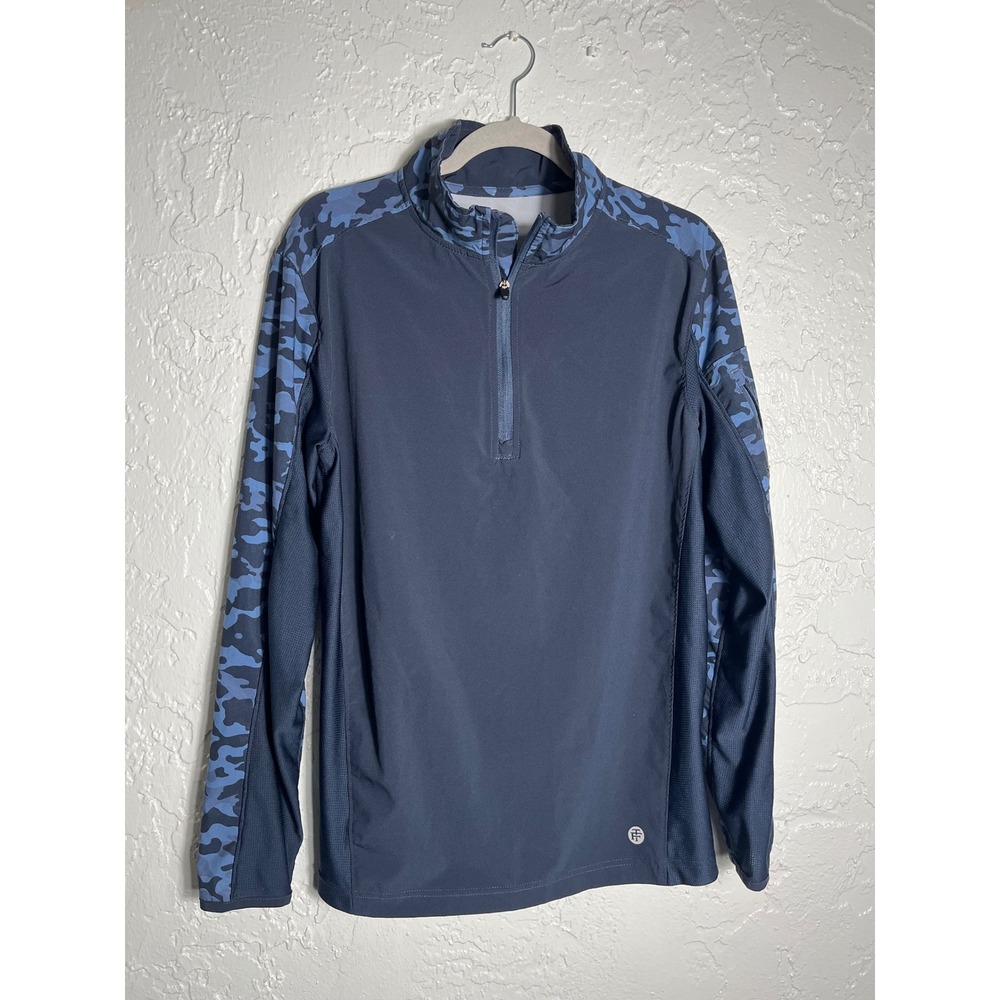 Flatwood Threads Blue Camo Quarter Zip Performance Pullover Women's Small